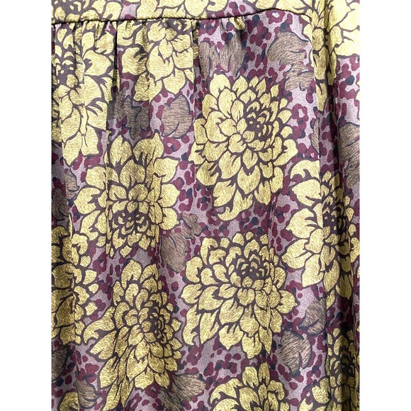 Loft - Colorful green & maroon long sleeve sheer blouse women's size Small - Picture 2 of 5